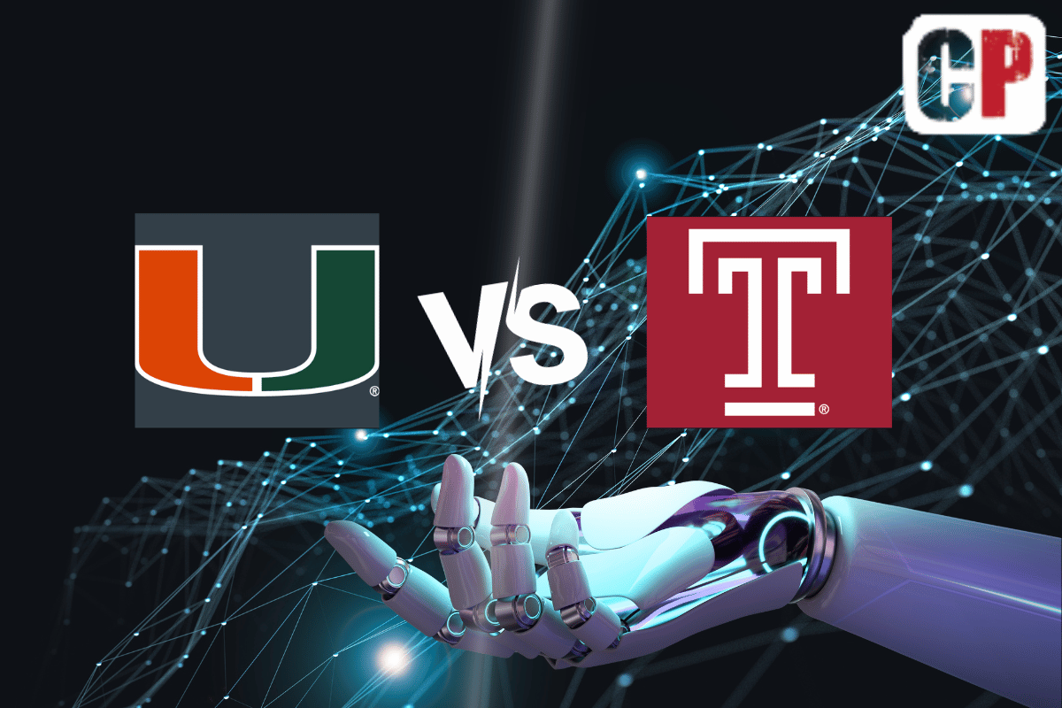 Miami Hurricanes at Temple Owls AI NCAA Football Prediction 9/23/2023