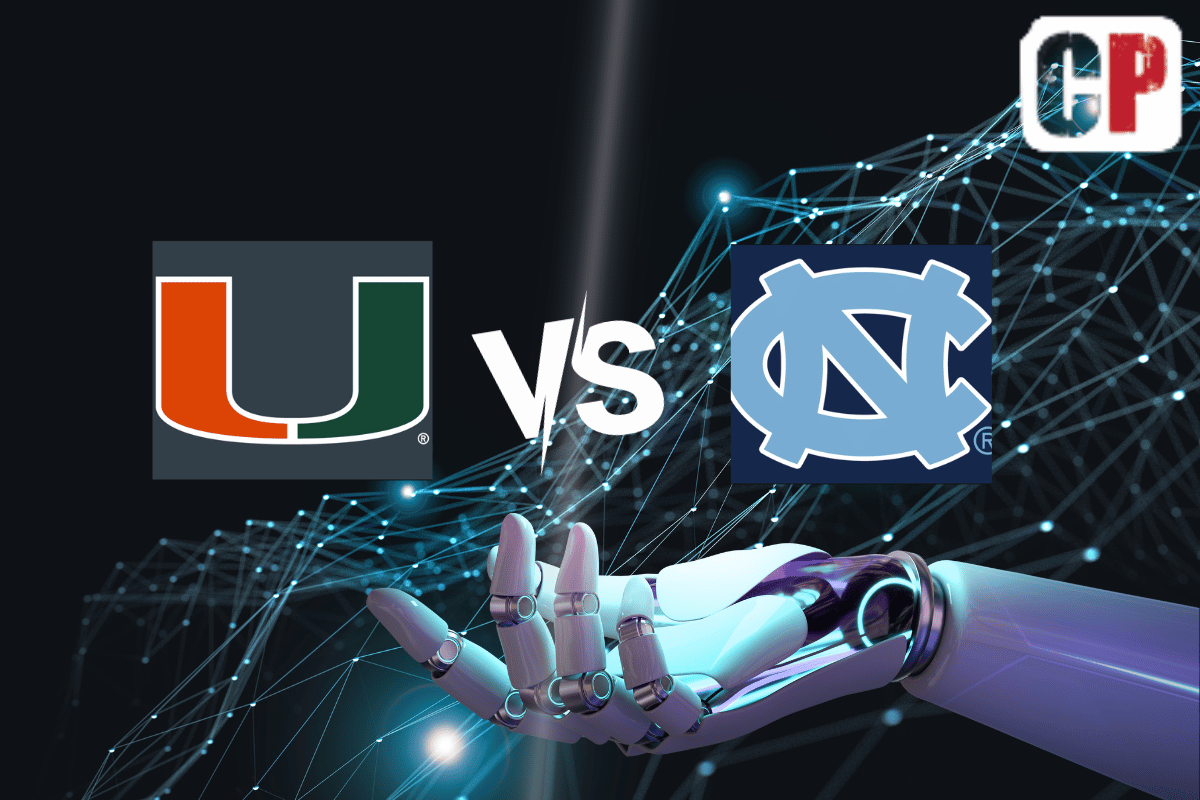 Miami Hurricanes at North Carolina Tar Heels AI NCAA Football Prediction 10/14/2023