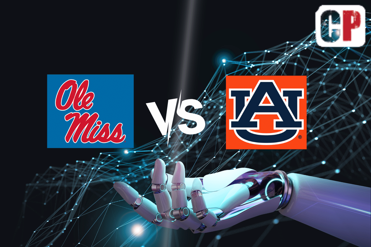 Ole Miss Rebels at Auburn Tigers AI NCAA Football Prediction 10/21/2023