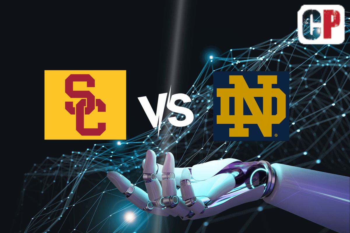 USC Trojans at Notre Dame Fighting Irish AI NCAA Football Prediction 10/14/2023
