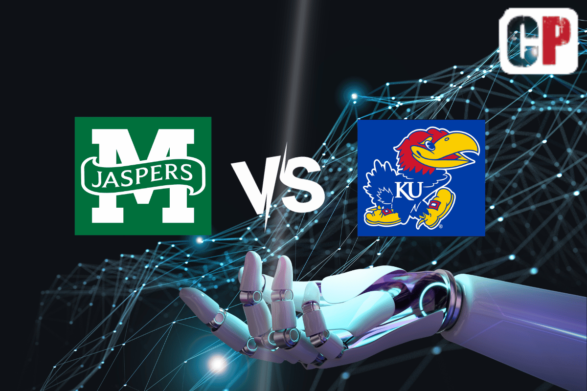 Manhattan Jaspers at Kansas Jayhawks AI NCAA Basketball Prediction 11/10/2023