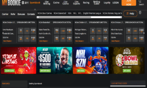 MyBookie sportsbook bonuses and promotions betting interface